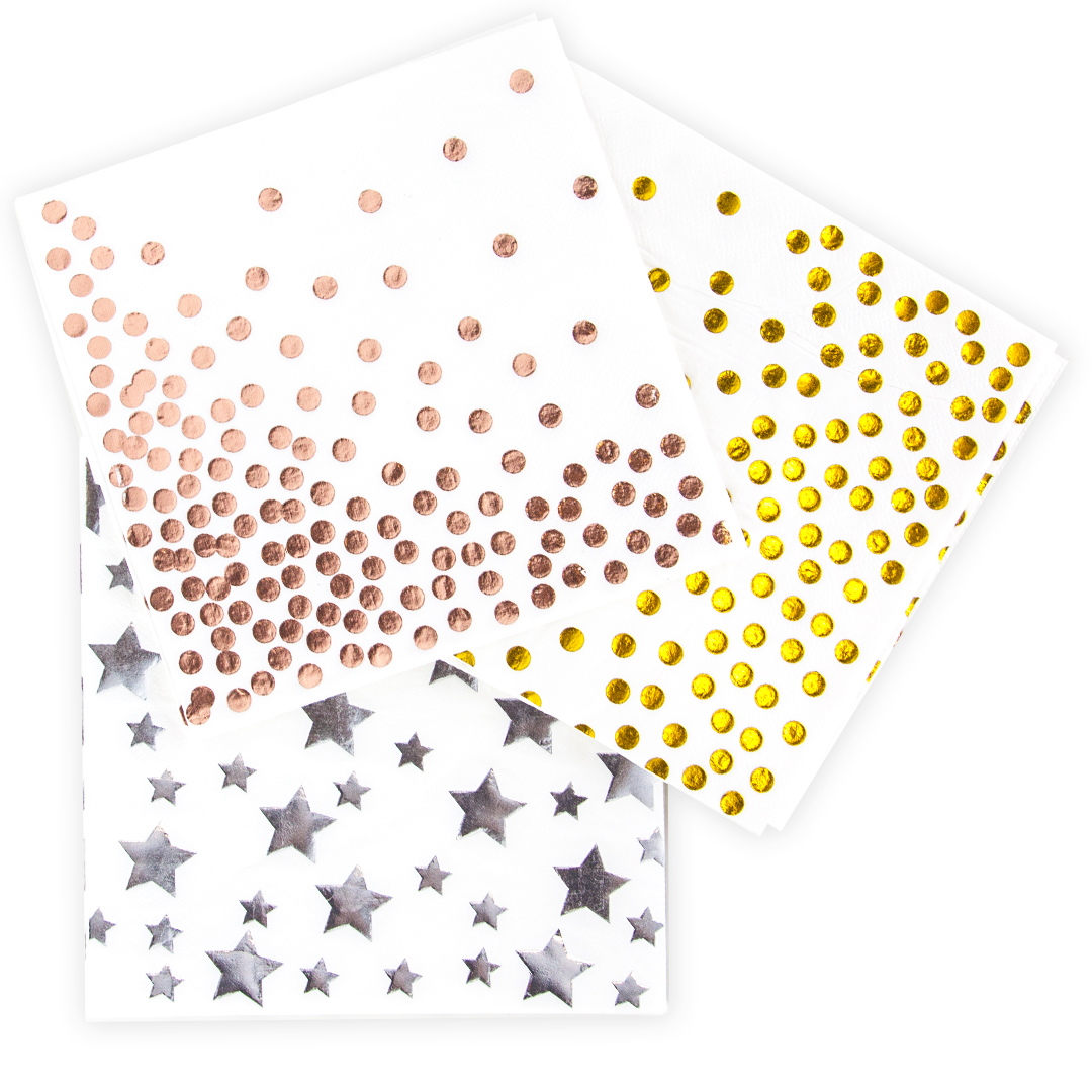 Сервировочные салфетки, Конфетти, Белый/Золото, Металлик, 33*33 см, 12 шт.