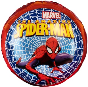 Шар (18''/46 см) Круг, Человек Паук, Дизайн №1, 1 шт. в уп. (цв.этик.)