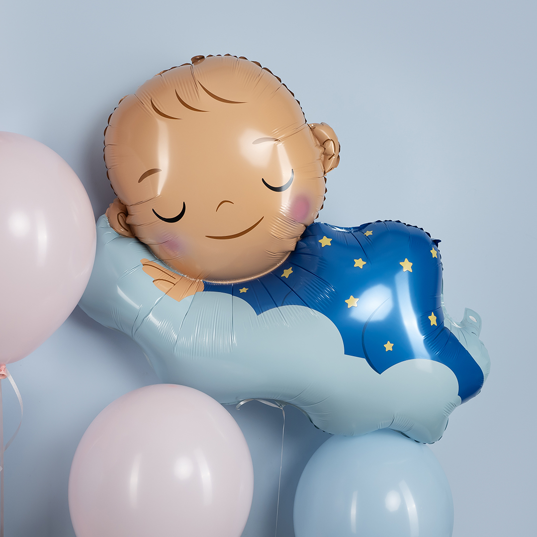 Шар (39''/99 см) Фигура, Малыш Мальчик на облаке, 1 шт.