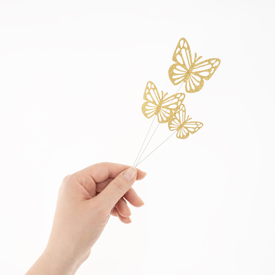 Топперы, Ажурные бабочки, Шампань, 18 см, 10 шт.