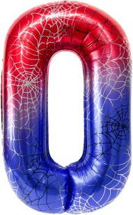 Шар (40''/102 см) Цифра, 0 Героическая тема, Красный/Синий, 1 шт. в уп.