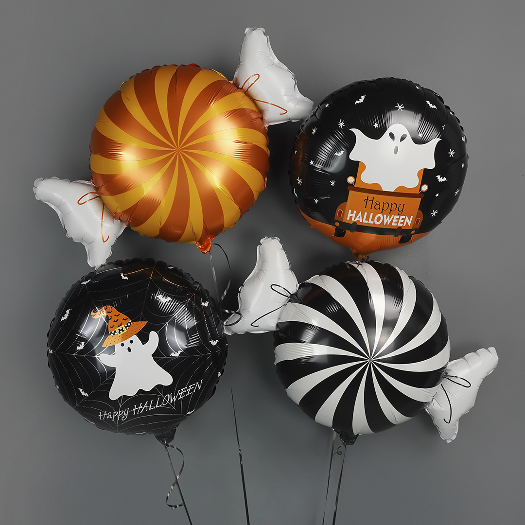 Шар (21''/53 см) Круг, Привидение на автомобиле, Черный, 1 шт.