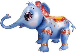 Шар (28''/71 см) Фигура 3D, Маленький слоненок, Голубой, 1 шт. в уп.
