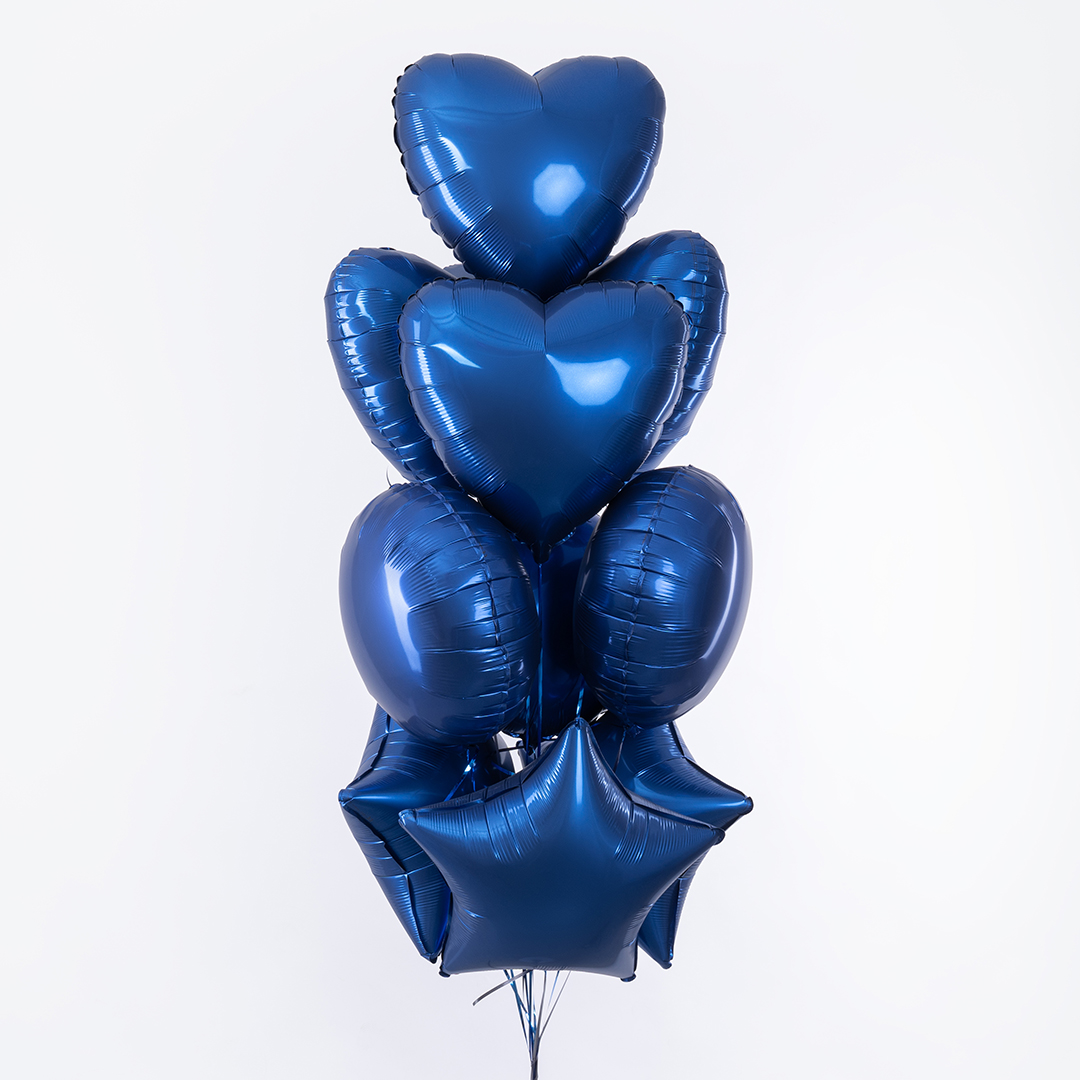 Шар (18''/46 см) Звезда, Темно-синий, Сатин, 1 шт.