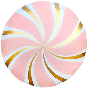 Шар (18''/46 см) Круг, Леденец, Розовый/Золото, Сатин, 1 шт.