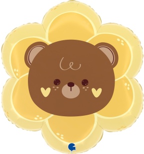 Шар (20''/51 см) Фигура, Мишка Цветочек, 1 шт. в уп.