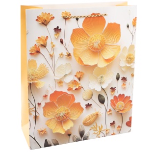 Пакет подарочный, 210гр, Цветочная мелодия, Дизайн №2, с блестками, 23*18*10 см, 1 шт.