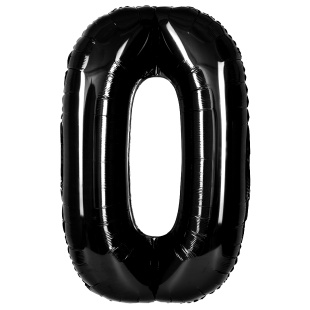 Шар (40''/102 см) Цифра, 0, Черный, Металлик, 1 шт. в уп.