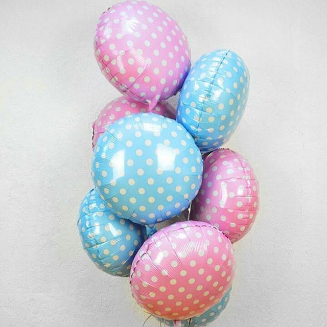 Шар (18''/46 см) Круг, Белые точки, Розовый, 1 шт.