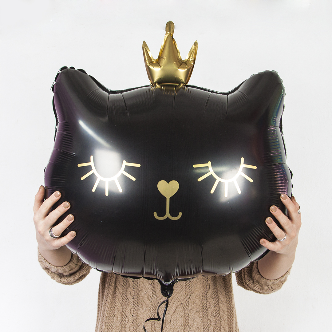 Шар (21''/53 см) Фигура, Котенок Принцесса, Черный, 1 шт.