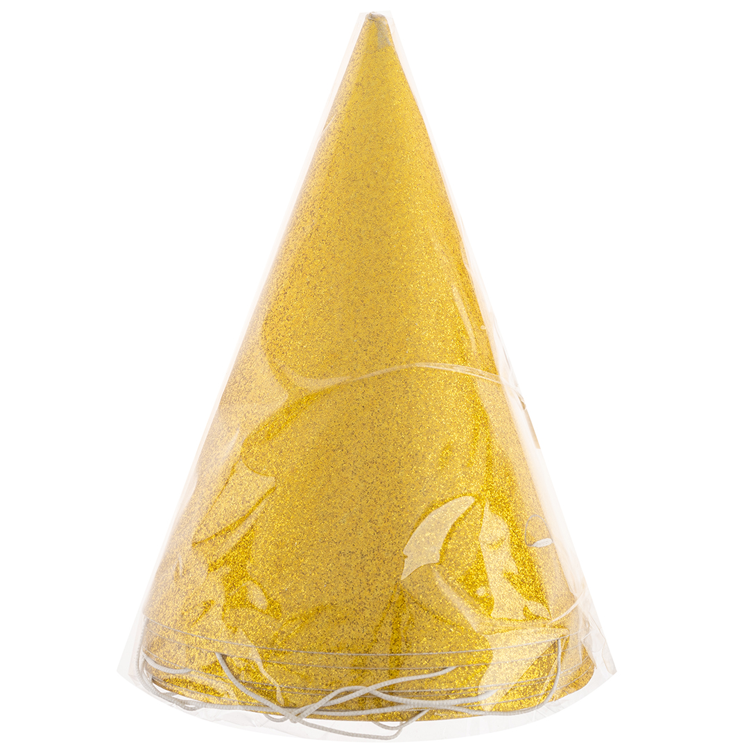 Колпаки, Золото, с блестками, 16 см, 6 шт. в упак. 