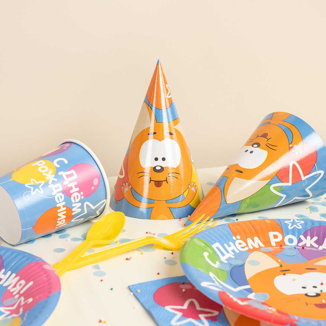 Колпаки, Котенок Котэ, С Днем Рождения!, 6 шт. в упак. 