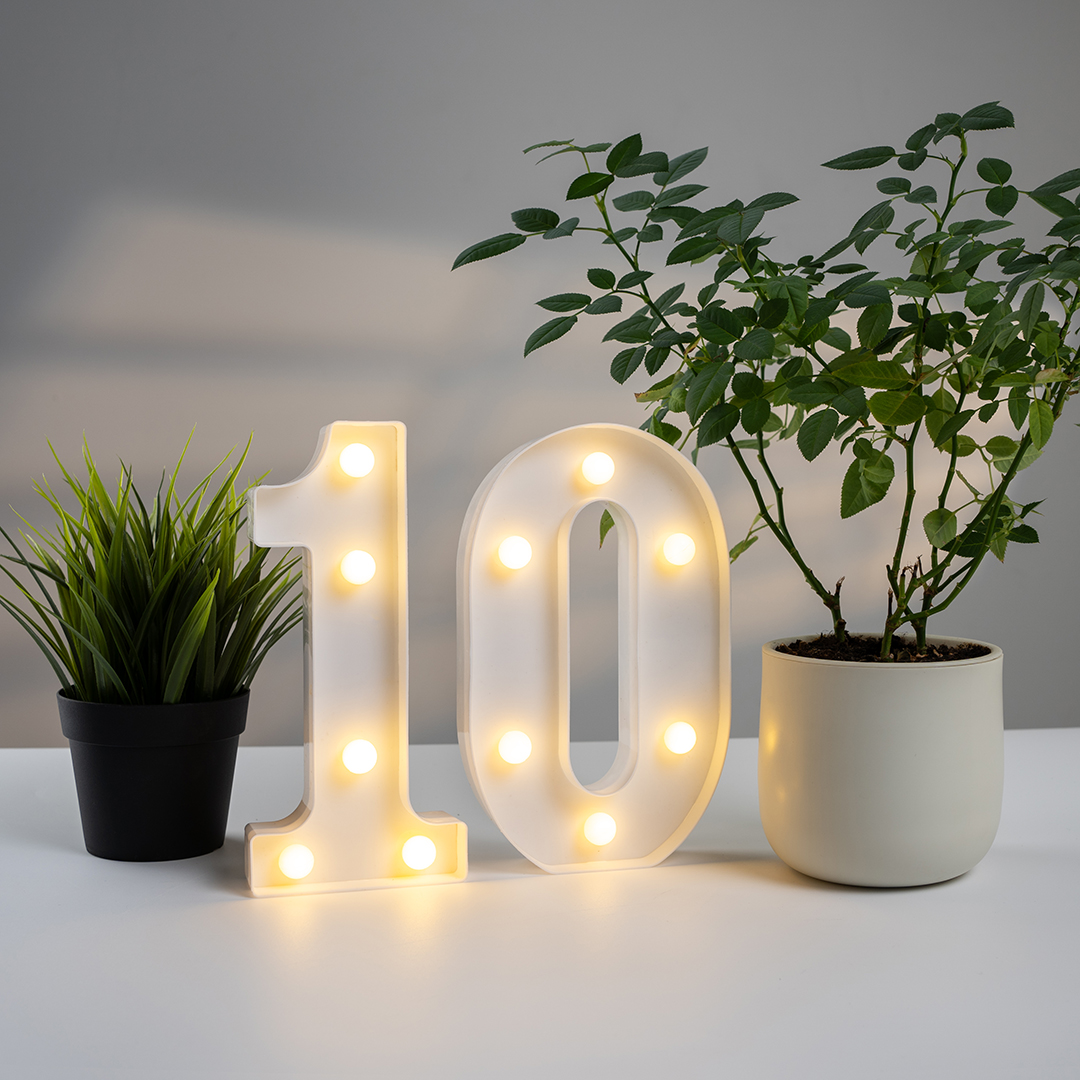 Световая фигура Цифра, 0, 21 см. Белый, 1 шт.