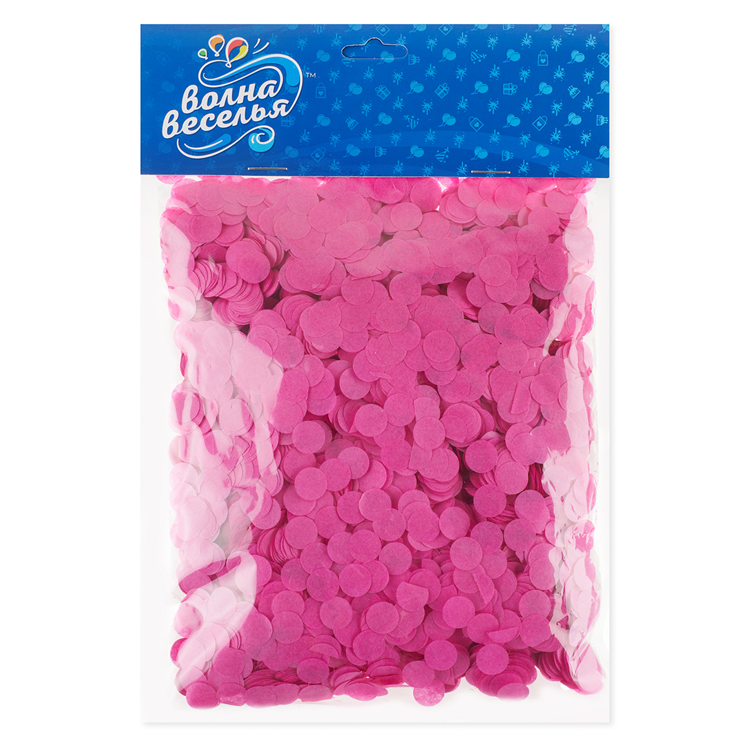 Конфетти тишью Круг, Ярко-розовый, 1 см, 50 г.