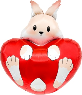 Шар (21''/53 см) Фигура, Зайка с сердечком, 1 шт. в уп.