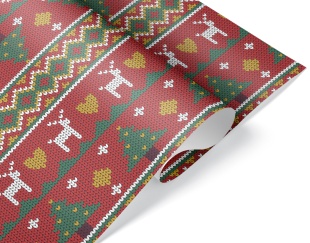 Упаковочная бумага 80гр (0,7*1 м) Новогодний орнамент с оленями, 1 шт.