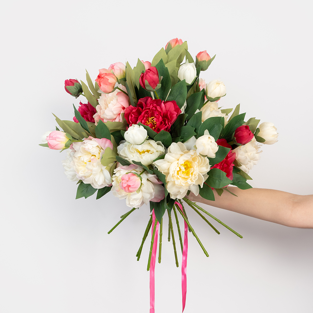 Пион, искусственный, Ярко-розовый, 60 см, 1 шт. в упак. 