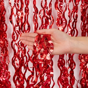 Занавес Волна, Красный, Металлик, 100*200 см, 1 шт.