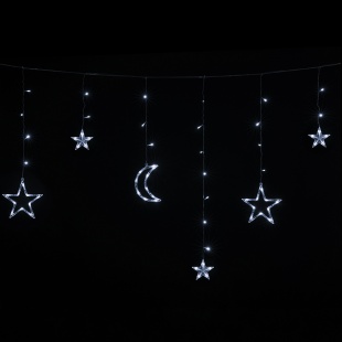 Светодиодная гирлянда Звездная ночь, 138 LED, 12 фигур, 8 режимов, IP 14, 0,9*3 м. Белый, 1 шт.