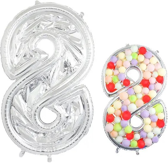 Шар (65''/165 см) Цифра, 8 Каркасная, 1 шт. в уп.