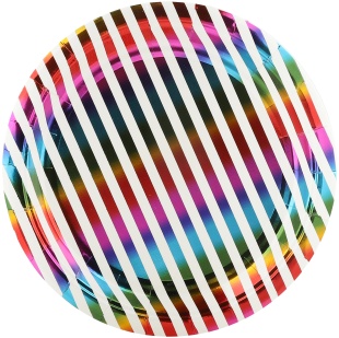 Тарелки (7''/18 см) Полосы, Радужный перелив, Металлик, 6 шт.