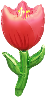 Шар с клапаном (17''/43 см) Мини-цветок, Тюльпан, Красный, 5 шт. в уп. (цв.этик.)
