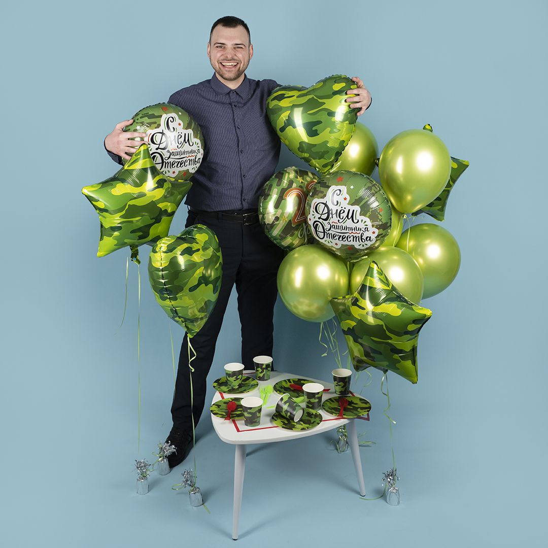 Шар (18''/46 см) Звезда, Камуфляж, 1 шт.