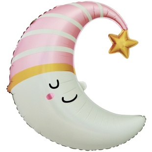Шар (28''/71 см) Фигура, Спящий полумесяц для малышки, Розовый, 1 шт.