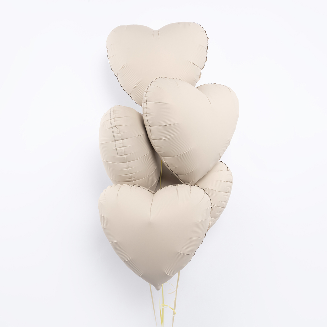Шар (18''/46 см) Сердце, Кремовый Латте, Матовый, 1 шт.
