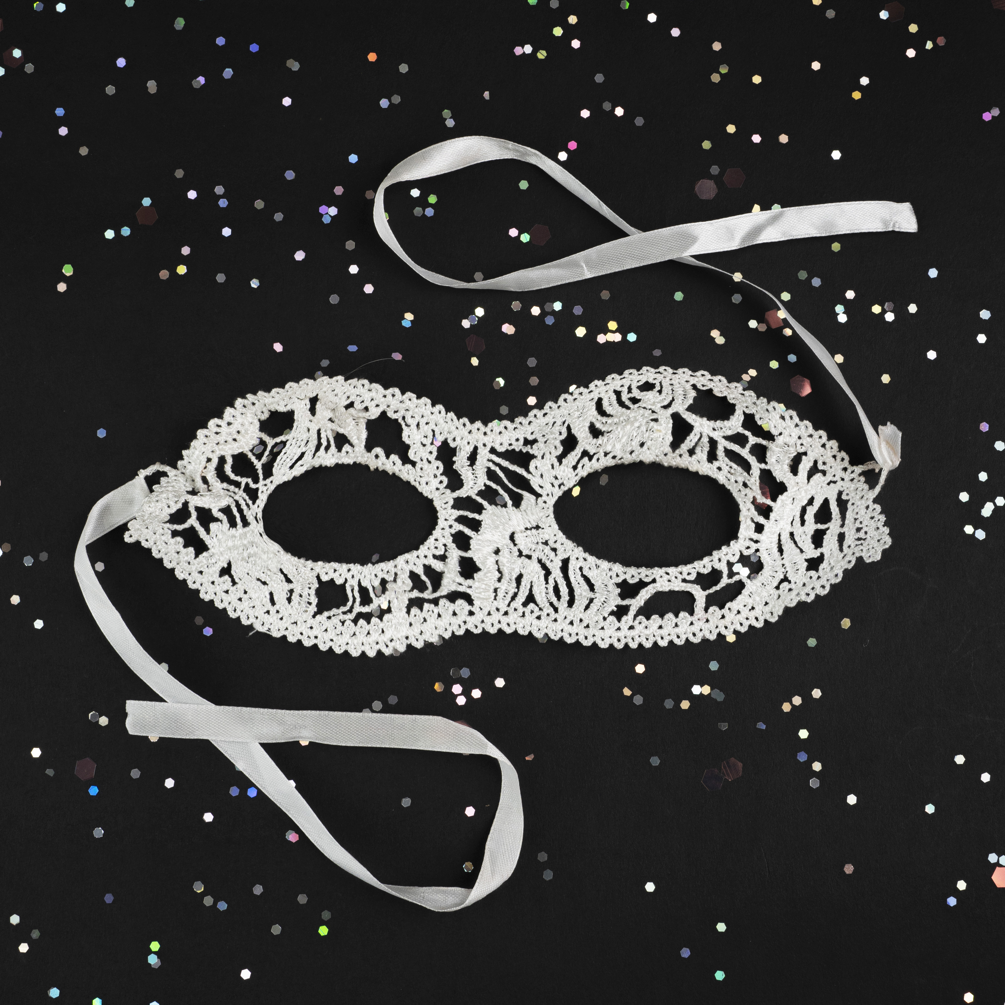 Маска кружевная, мягкая, Загадка, Белый, 16*24 см, 1 шт. 