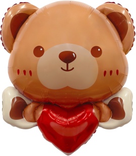 Шар (30''/76 см) Фигура, Мишка с сердцем, 1 шт. в уп.