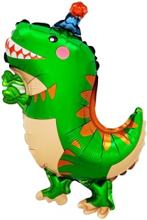 Шар с клапаном (14''/36 см) Мини-фигура, Динозаврик в колпачке, 1 шт.