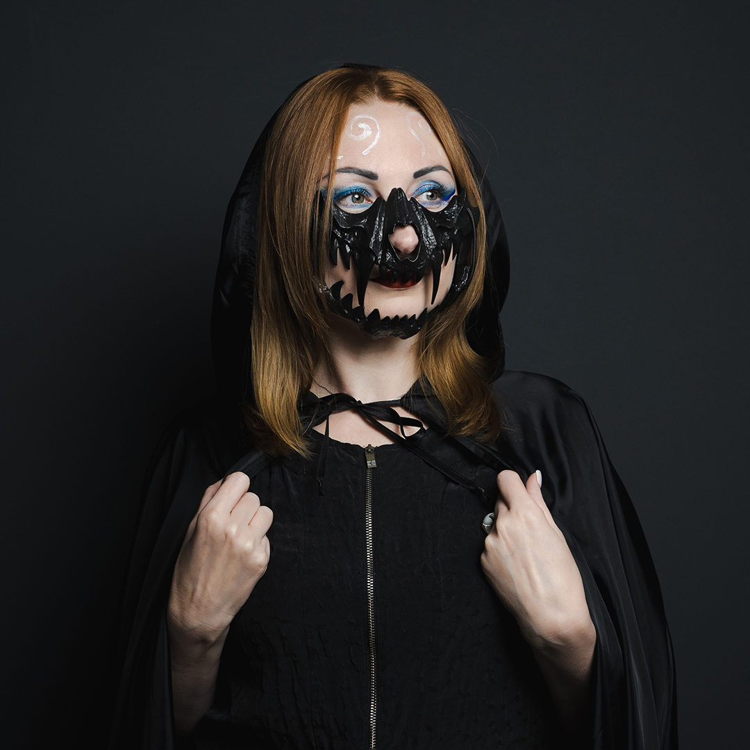 Карнавальная маска, Звериный оскал, Черный, 17*14 см, 1 шт. 