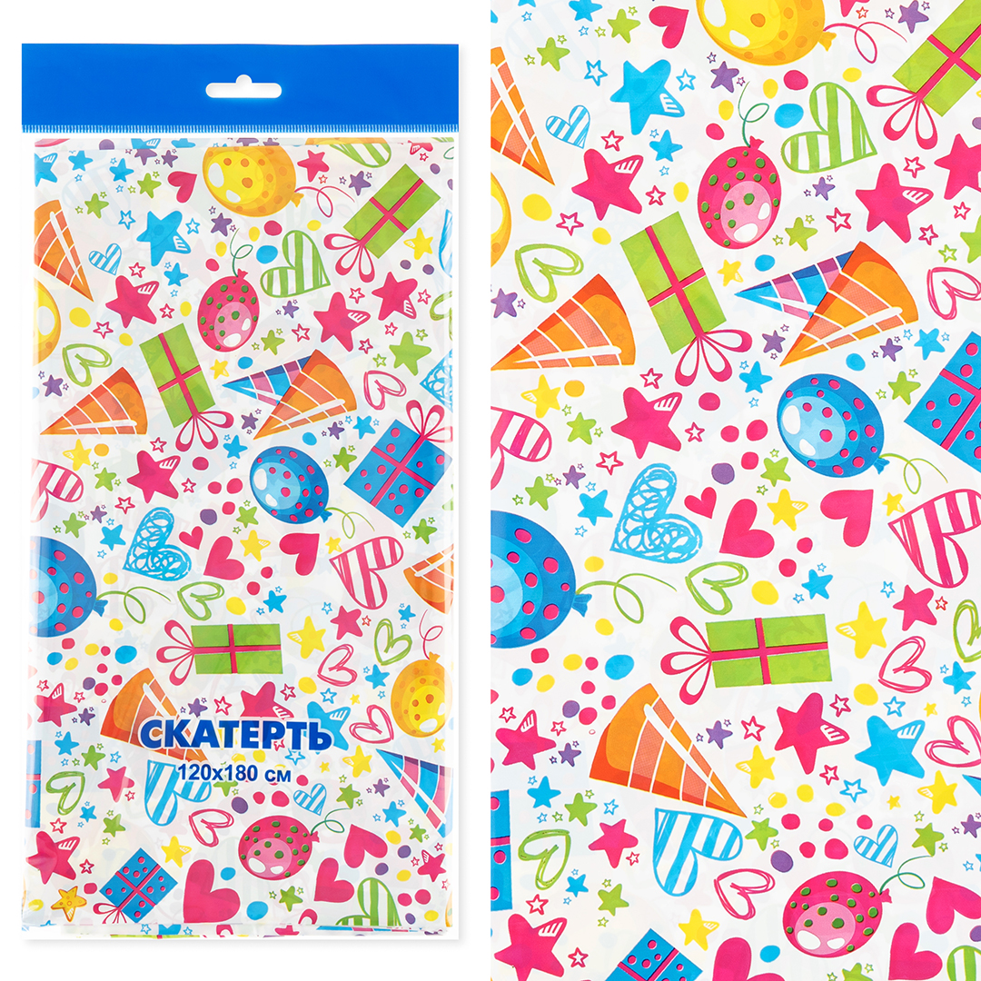 Скатерть одноразовая, Веселый балаган, 120*180 см, 1 шт.