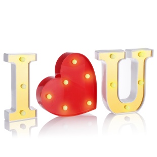 Набор световых фигур I love you, 16 см. Золото/Красный, 1 шт.