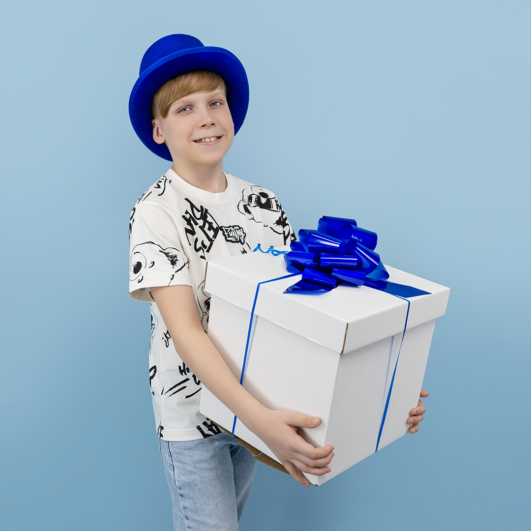 Бант Шар, Синий, Лаковый, 21 см, 1 шт. в упак. 