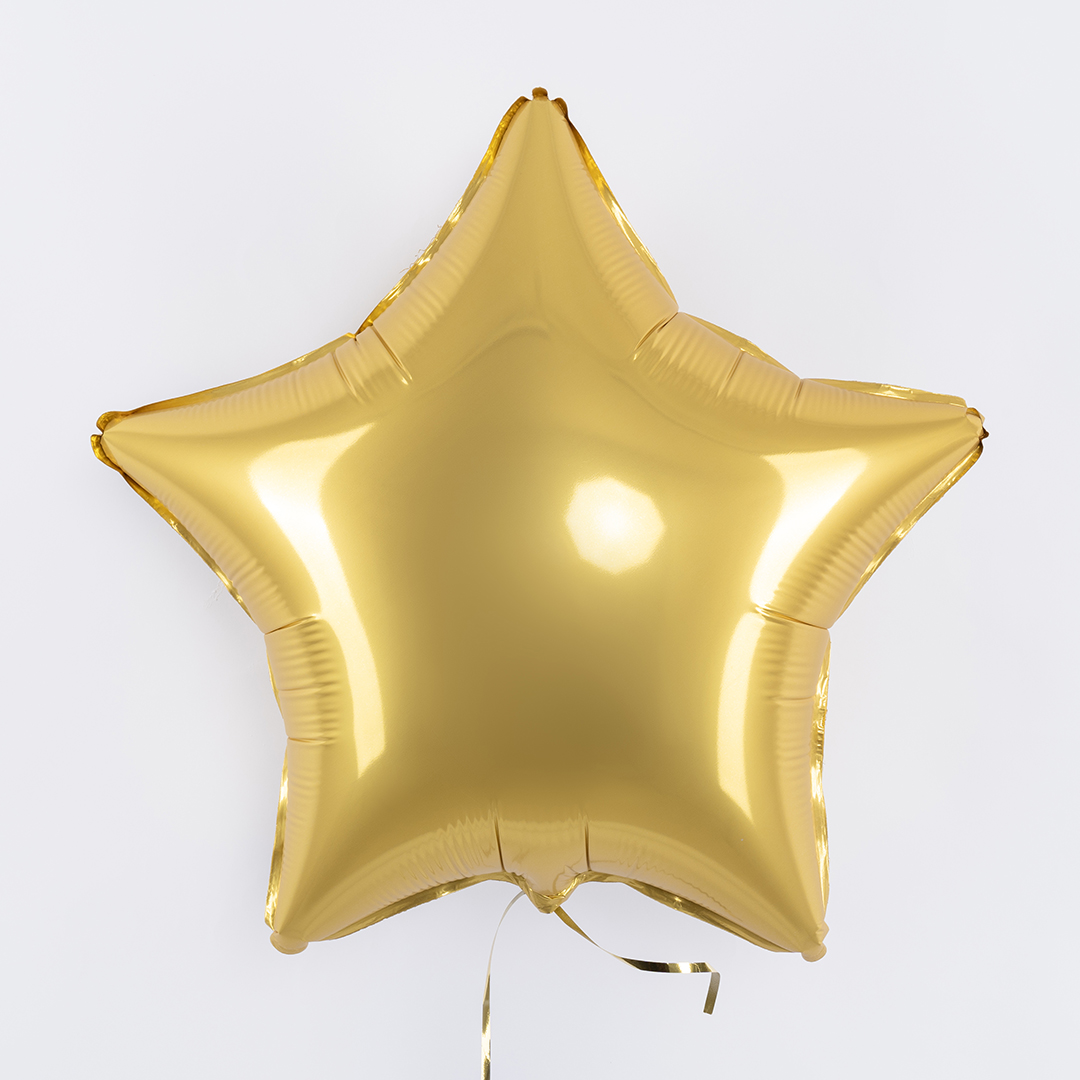 Шар (18''/46 см) Звезда, Золото, Сатин, 1 шт.