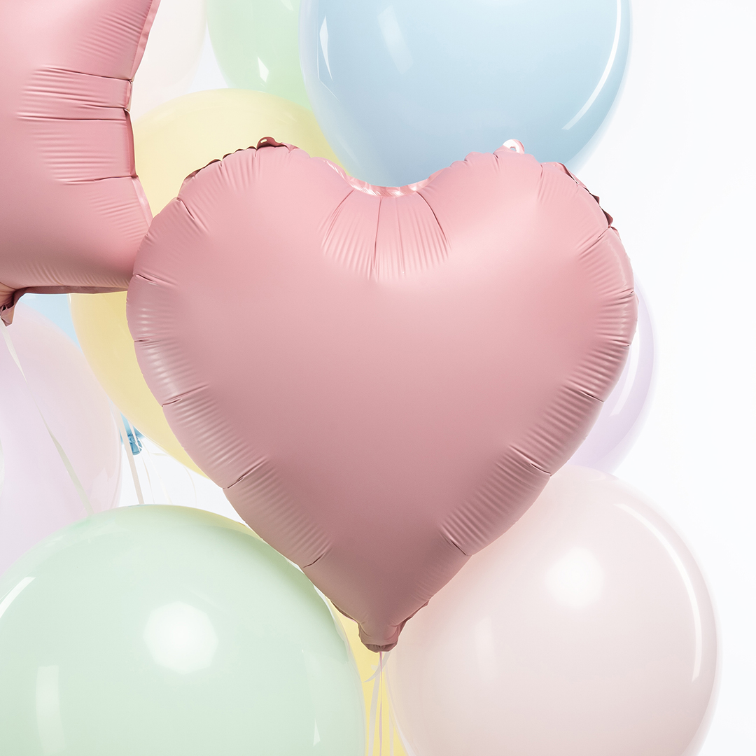 Шар (18''/46 см) Сердце, Розовый, Сатин, 1 шт.