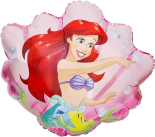 Шар (25''/64 см) Фигура, Ракушка, Русалочка Ариэль, 1 шт.