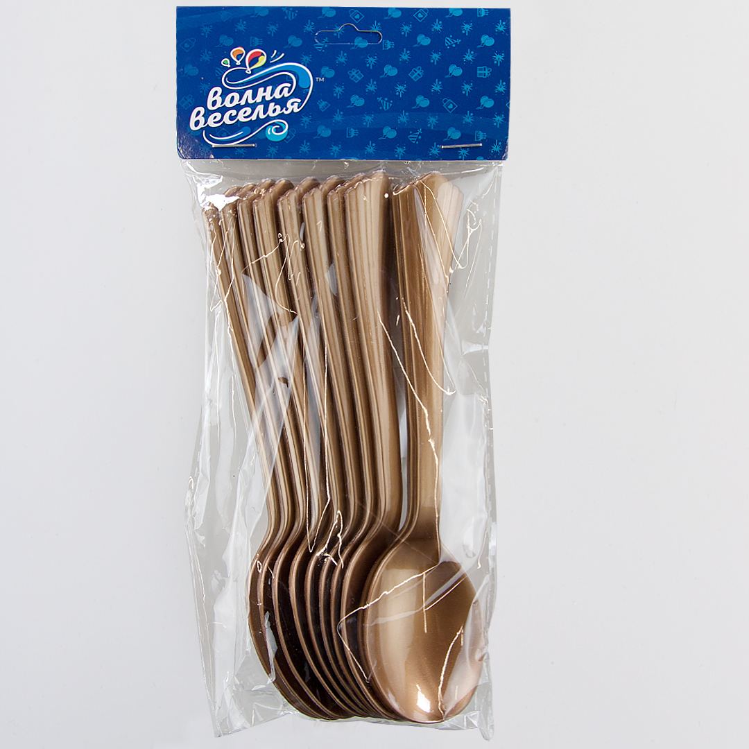 Ложки, Матовое золото, 17 см, 10 шт. в упак. 