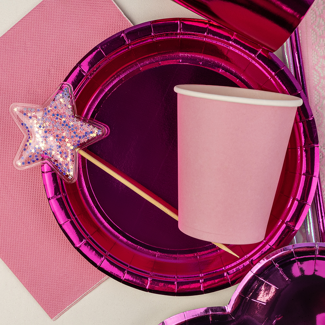 Тарелки (7''/18 см) Фуксия, Металлик, 6 шт.