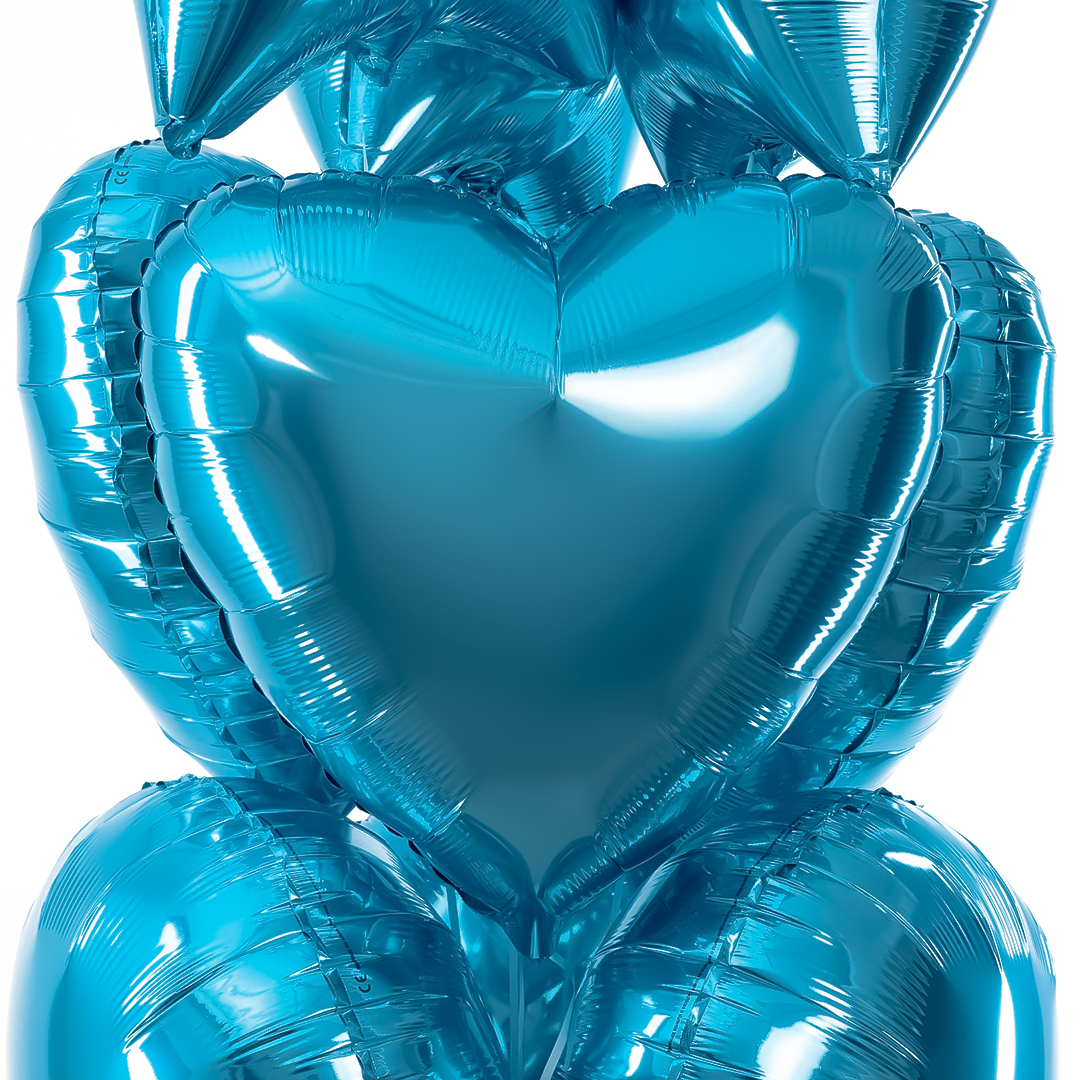 Шар (18''/46 см) Сердце, Аквамарин, Сатин, 1 шт.