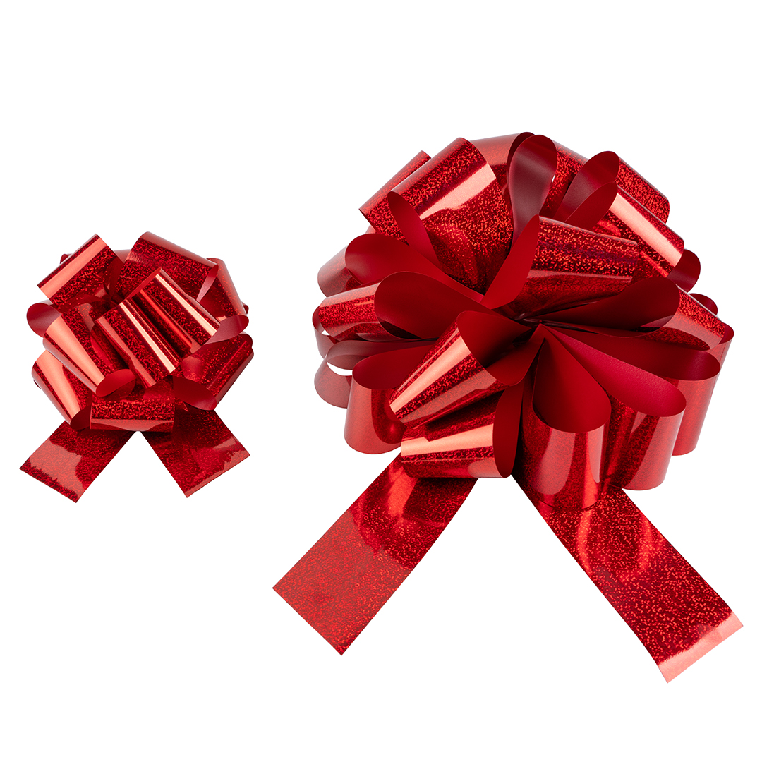 Бант Шар, Красный, Голография, 21 см, 1 шт. в упак. 