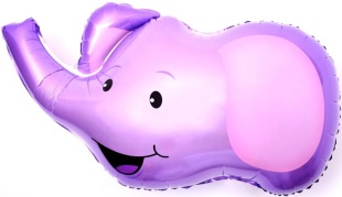 Шар с клапаном (15''/38 см) Мини-фигура, Голова, Милый Слоник, Фиолетовый, 1 шт.