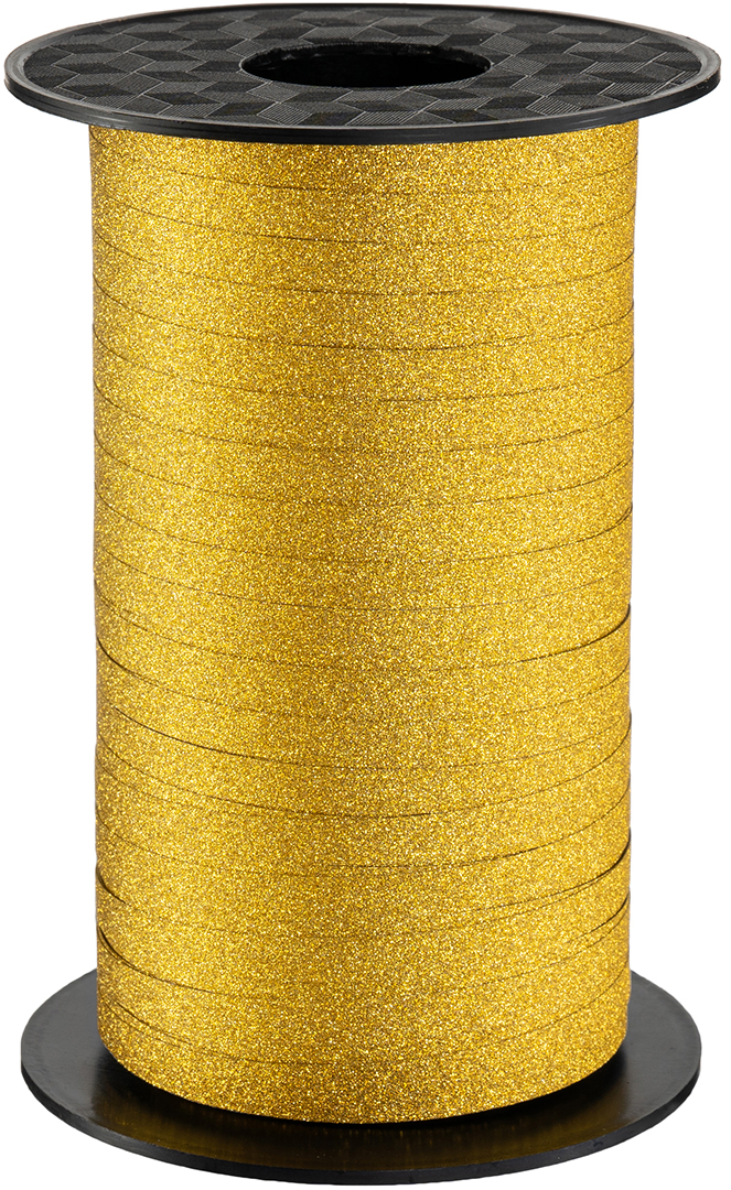 Лента полипропиленовая (0,5 см*100 м) Яркое золото, Глиттер, 1 шт.
