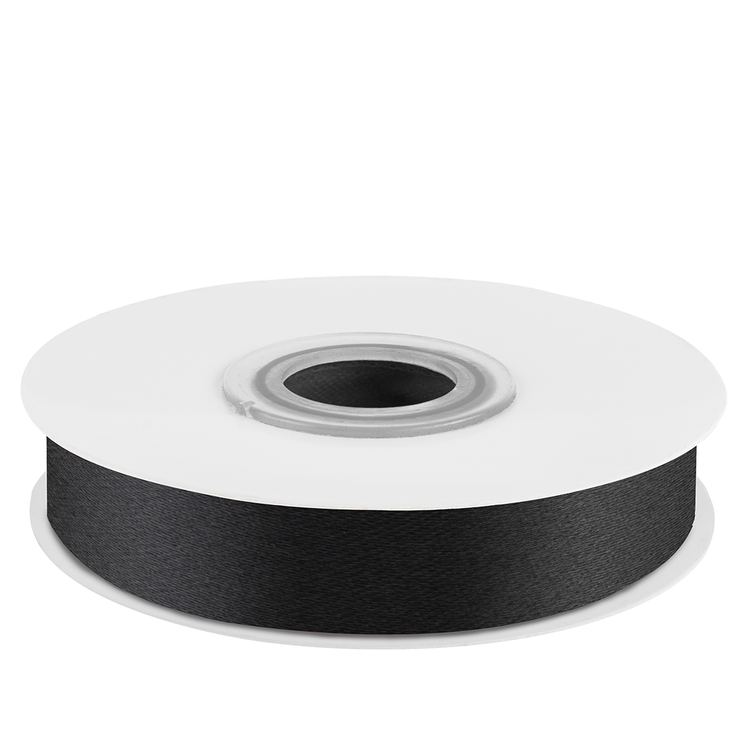 Лента атласная (1,2 см*22,85 м) Черный, 1 шт.