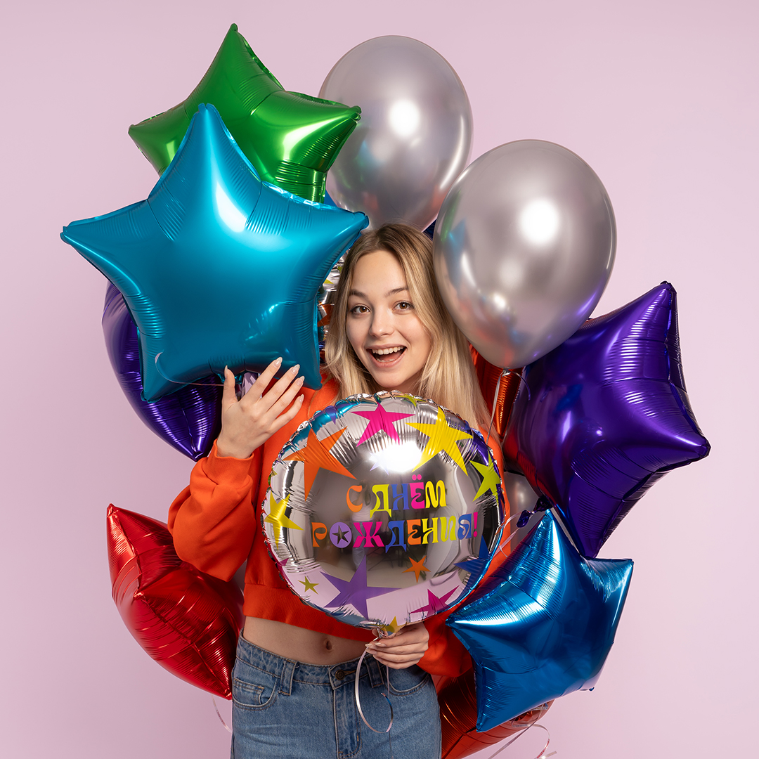 Шар (18''/46 см) Звезда, Сиреневый, 1 шт.