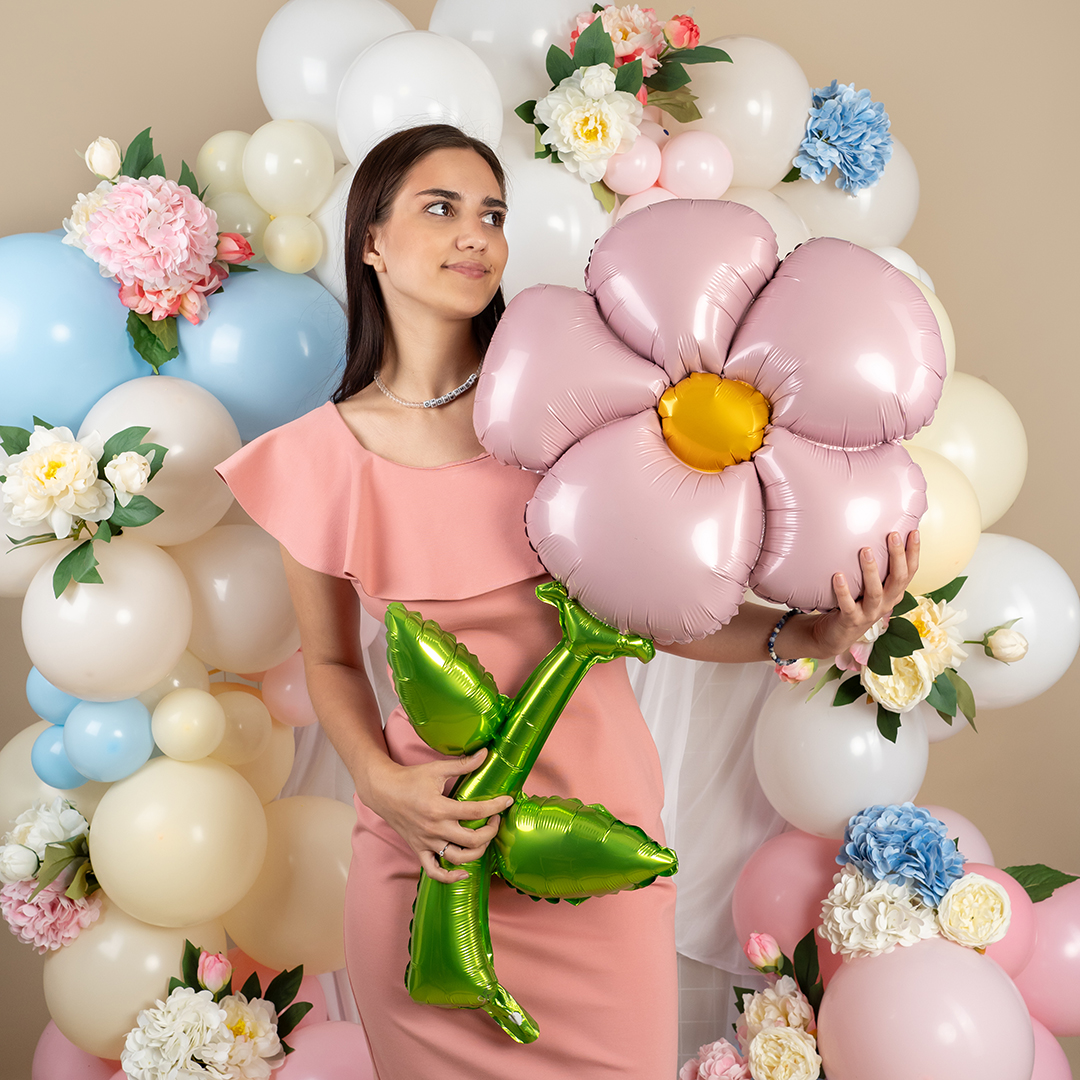 Шар (43''/109 см) Цветок, надув воздухом, Розовый, 1 шт.