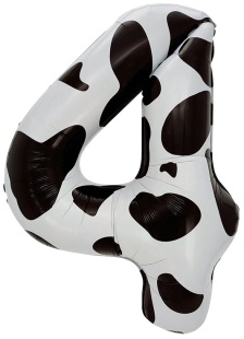 Шар (40''/102 см) Цифра, 4 Пятнышки, Черный/Белый, 1 шт. в уп.