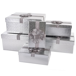 Набор коробок Кожа крокодила, Серебро, Металлик, 32*25*14 см, 6 шт. в упак. 